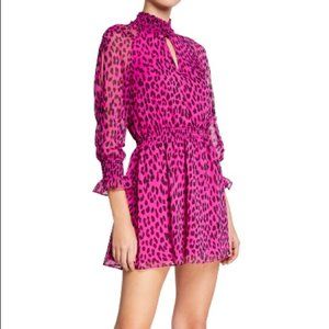 Rachel Roy Hot Pink Leopard Print Mini Cocktail Dress L